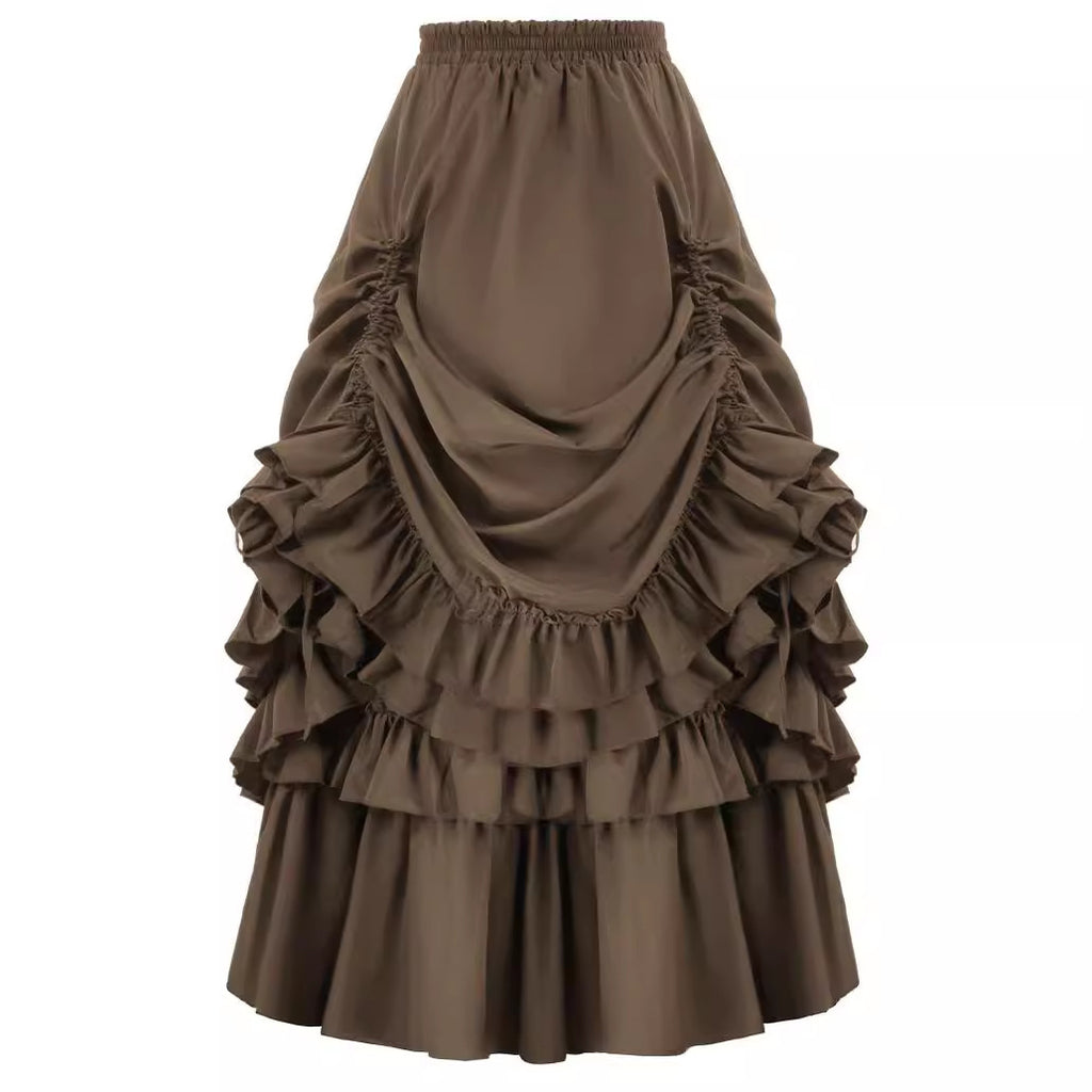 Women's Retro Style Nipped Waist Solid Color Activity Skirts