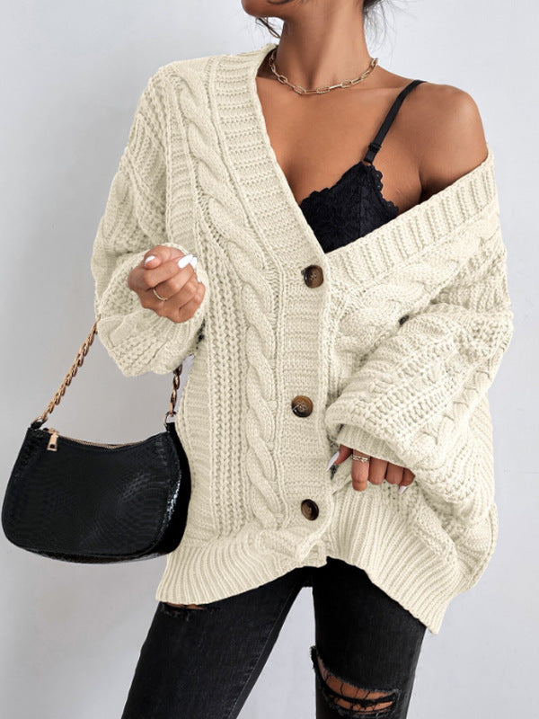 Women's Style Fashion Loose Twist Lantern Sleeve Coats