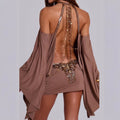 Women's Summer Sexy Hot Halter Backless Chain Decoration Dress