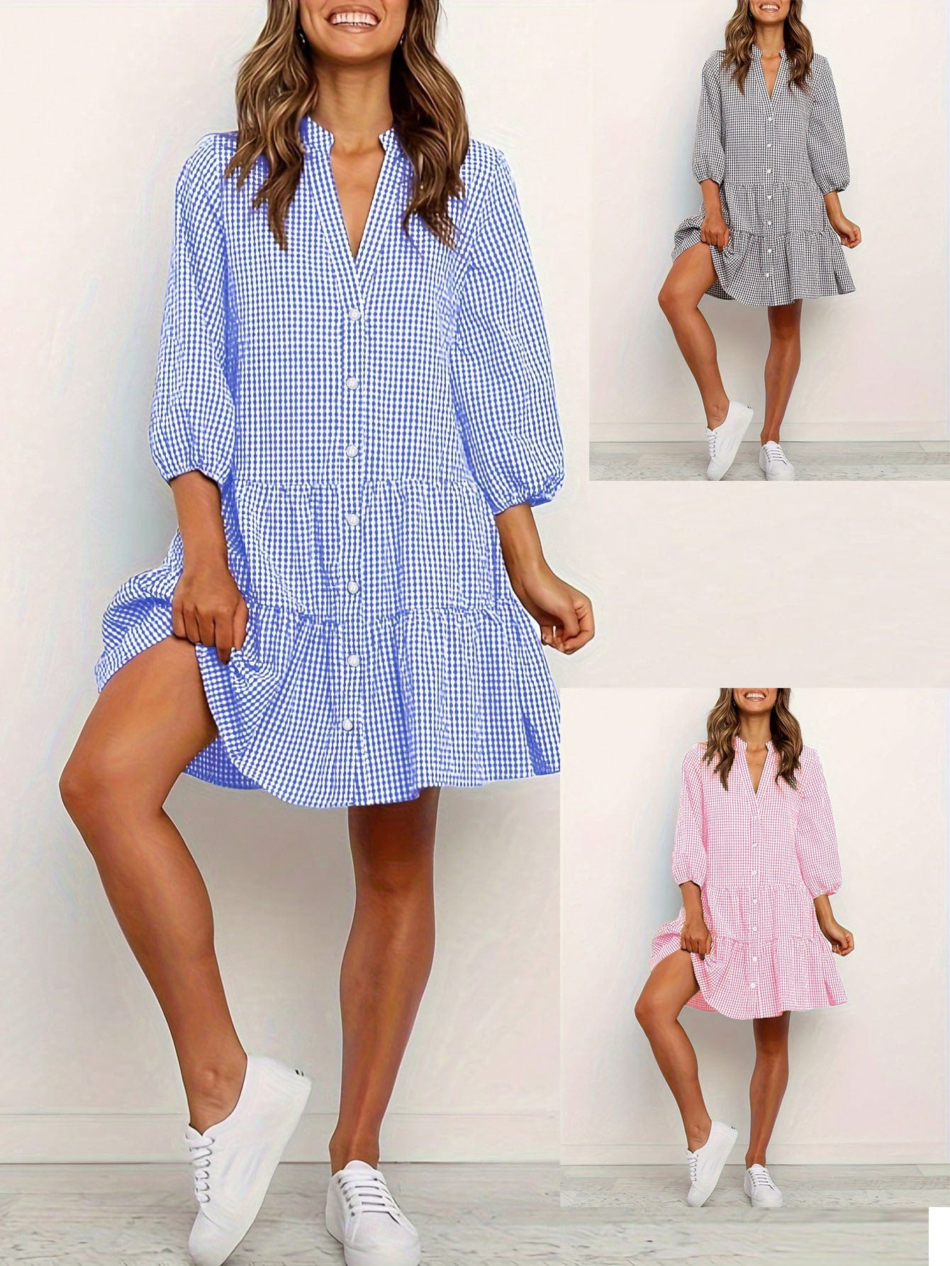 Classy Slouchy Beautiful Women's Loose Plaid Dress