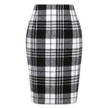 Women's Pencil Tartan High Waist Tight Hip Knee-length Dress