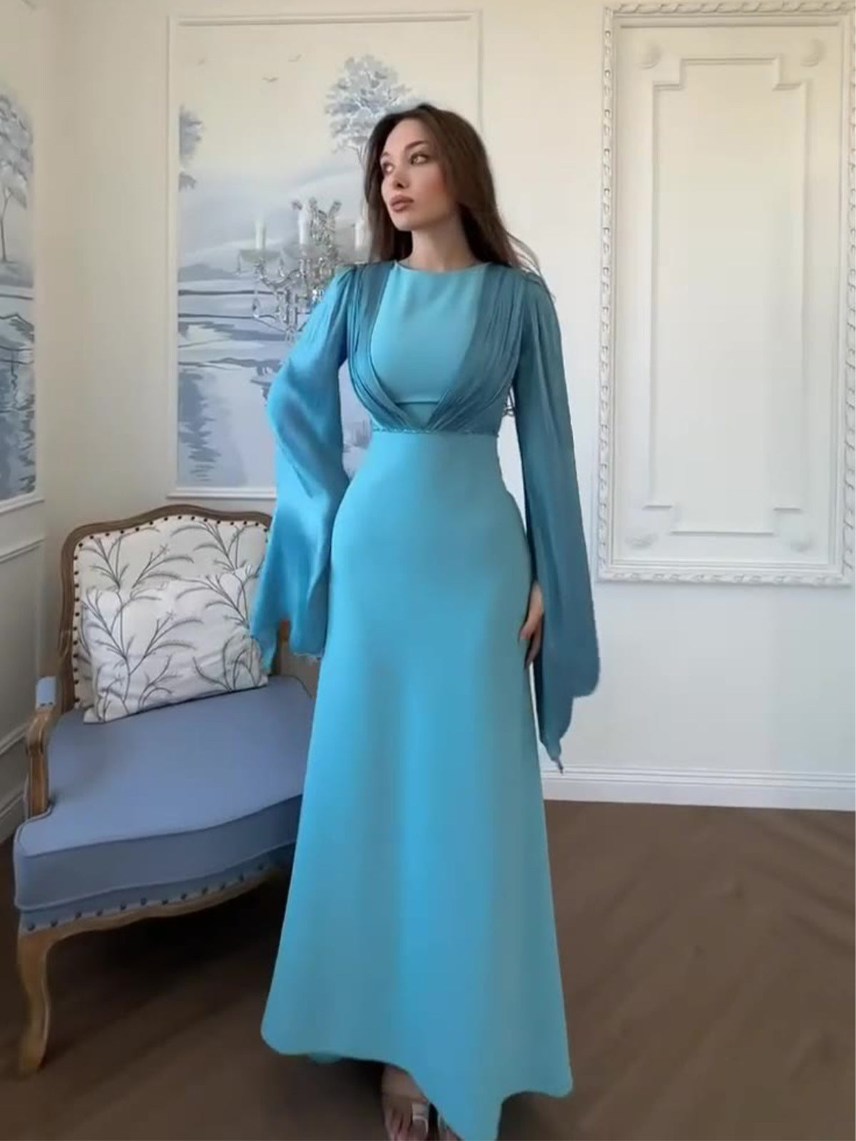 Women's Elegant Graceful Long Sleeve Soft Light Dress