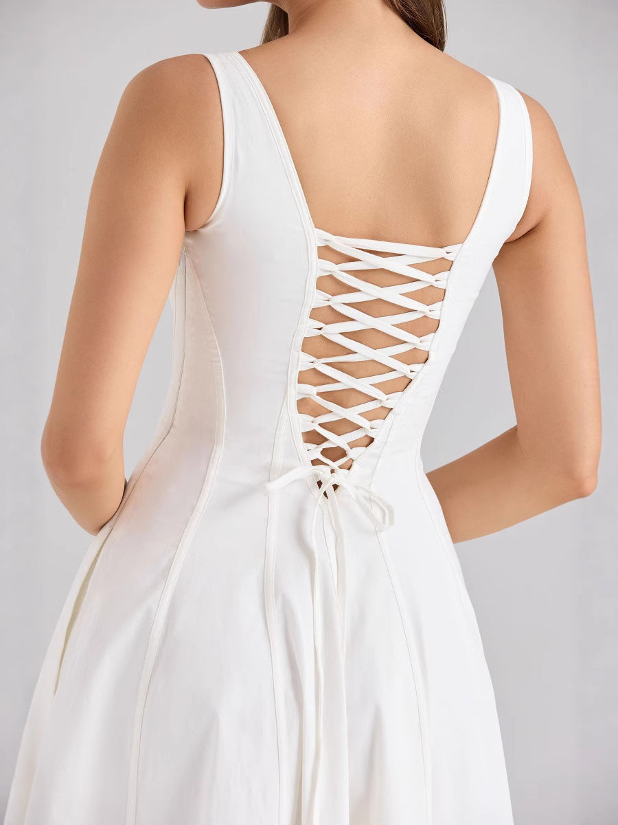 Slim Fit High Waist Midi Printed Dress