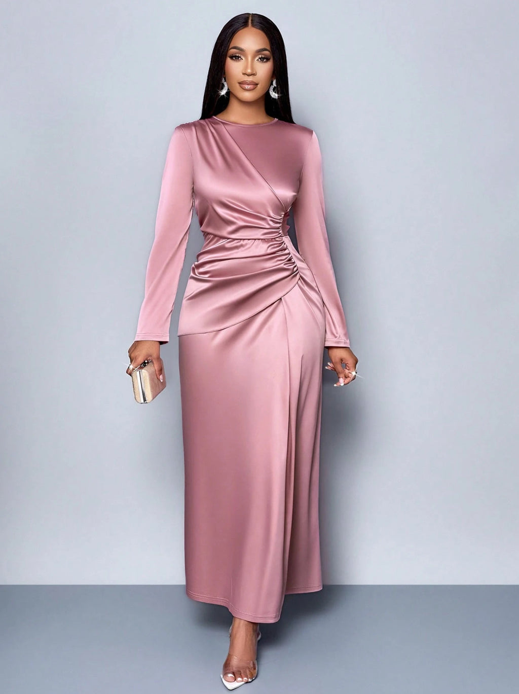 Solid Color High-grade Satin Fashion Elegant Dress