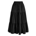Solid Color Stitching Ruffle Elastic Pocket Skirts