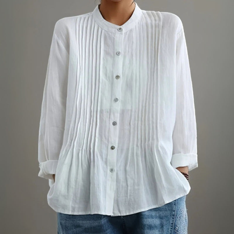 Women's Wild Solid Color Toothpick Strip Stand-up Blouse