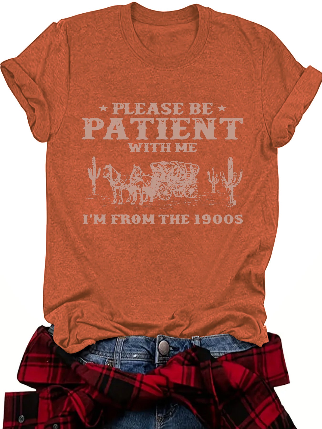 Women's Summer Pattern Round Neck Sleeve Casual Women's T-shirt