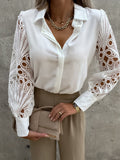 Women's Solid Color Lace Stitching Shirt Blouse