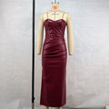 Women's Elegant Leather Hot Tube Strap Fold Dress