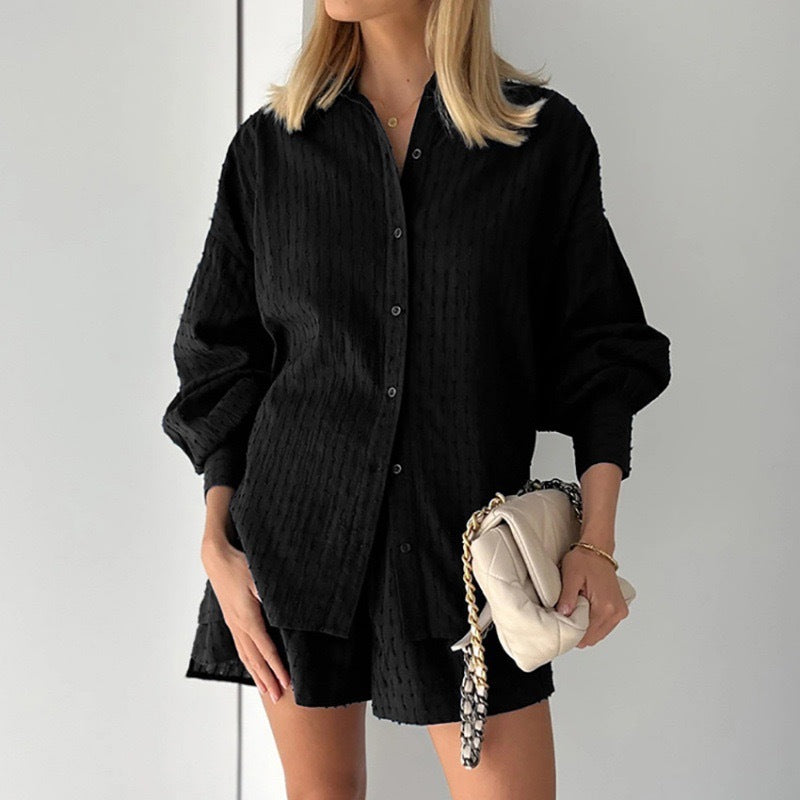 Women's Shirt Jacquard Puff Sleeve Elegant Commuter Design Blouse