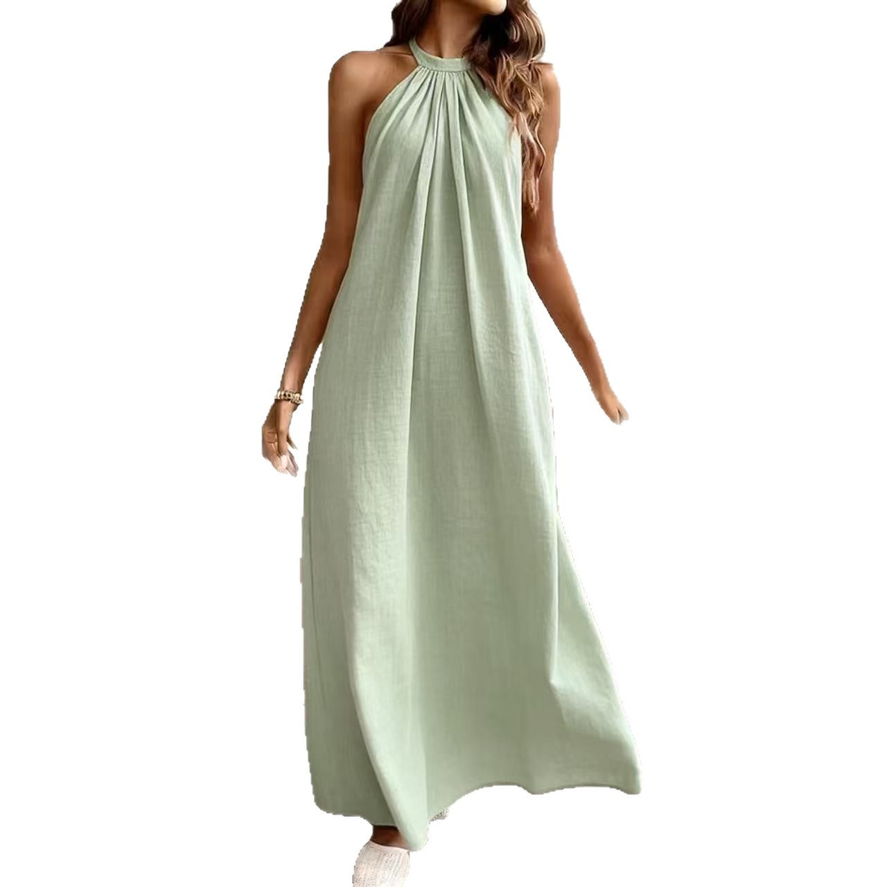 Summer Solid Color Loose Fashion Halter Dress