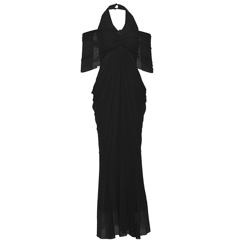 Women's Summer Fashion Backless Gauzy Slim Fit Patchwork Dress