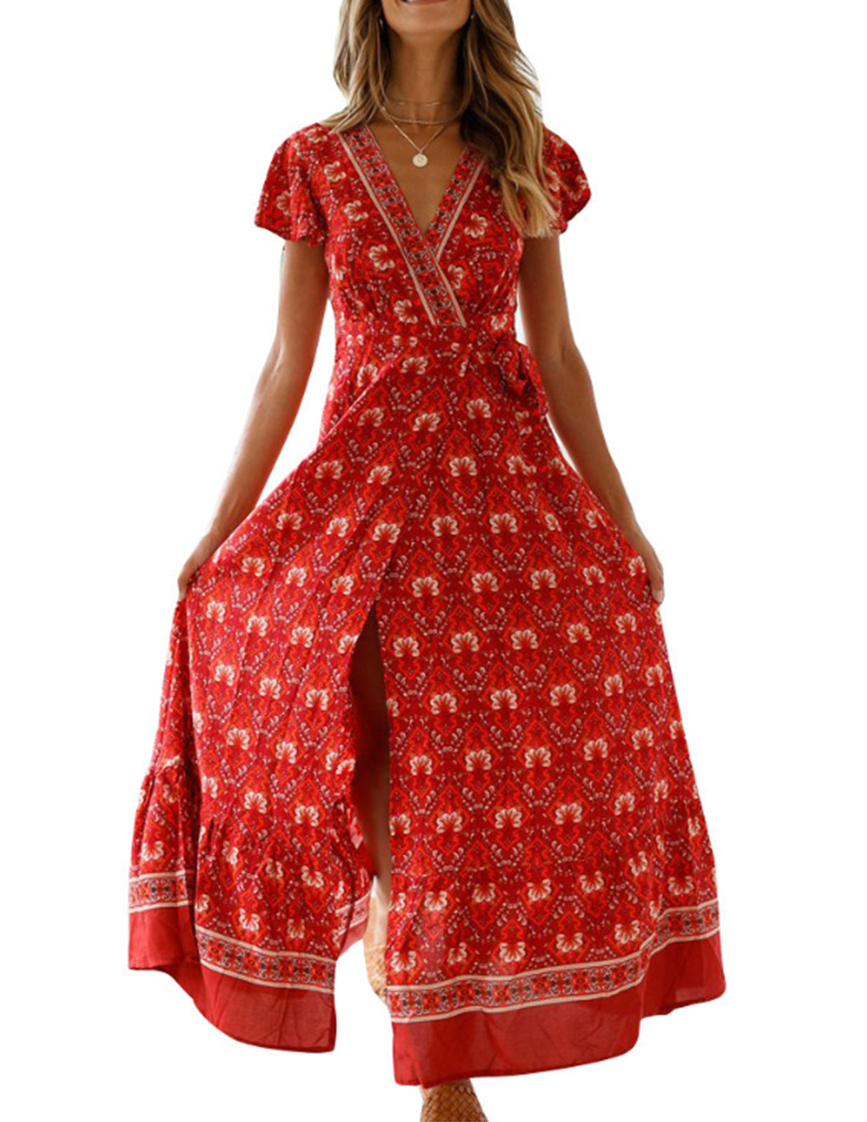 Comfortable Cool Split Bohemian Sexy Print Dress