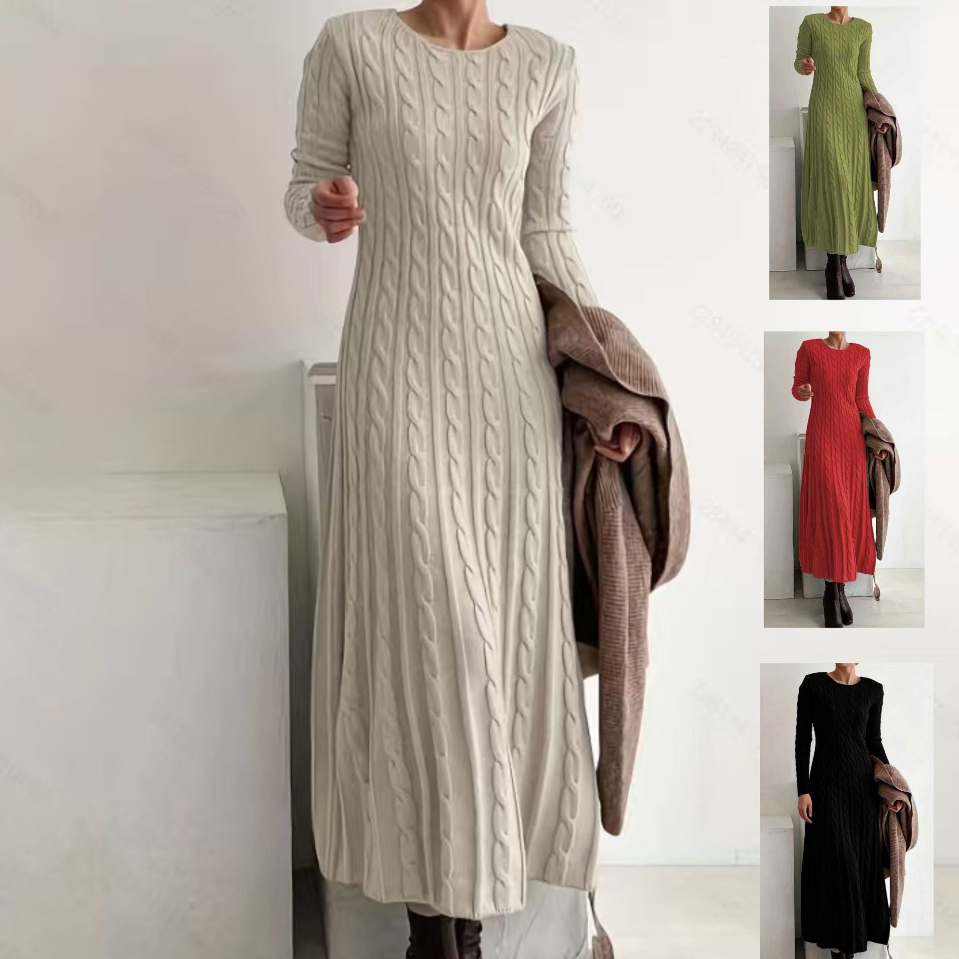 Knitted Slim Round Neck Long Inner Skirts
