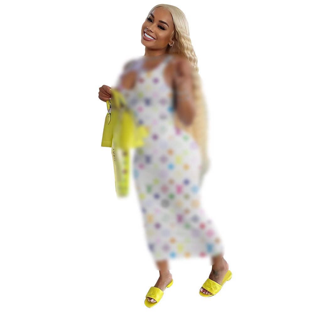 Women's Fashion Gradient Printing Small Sunken Stripe Dress