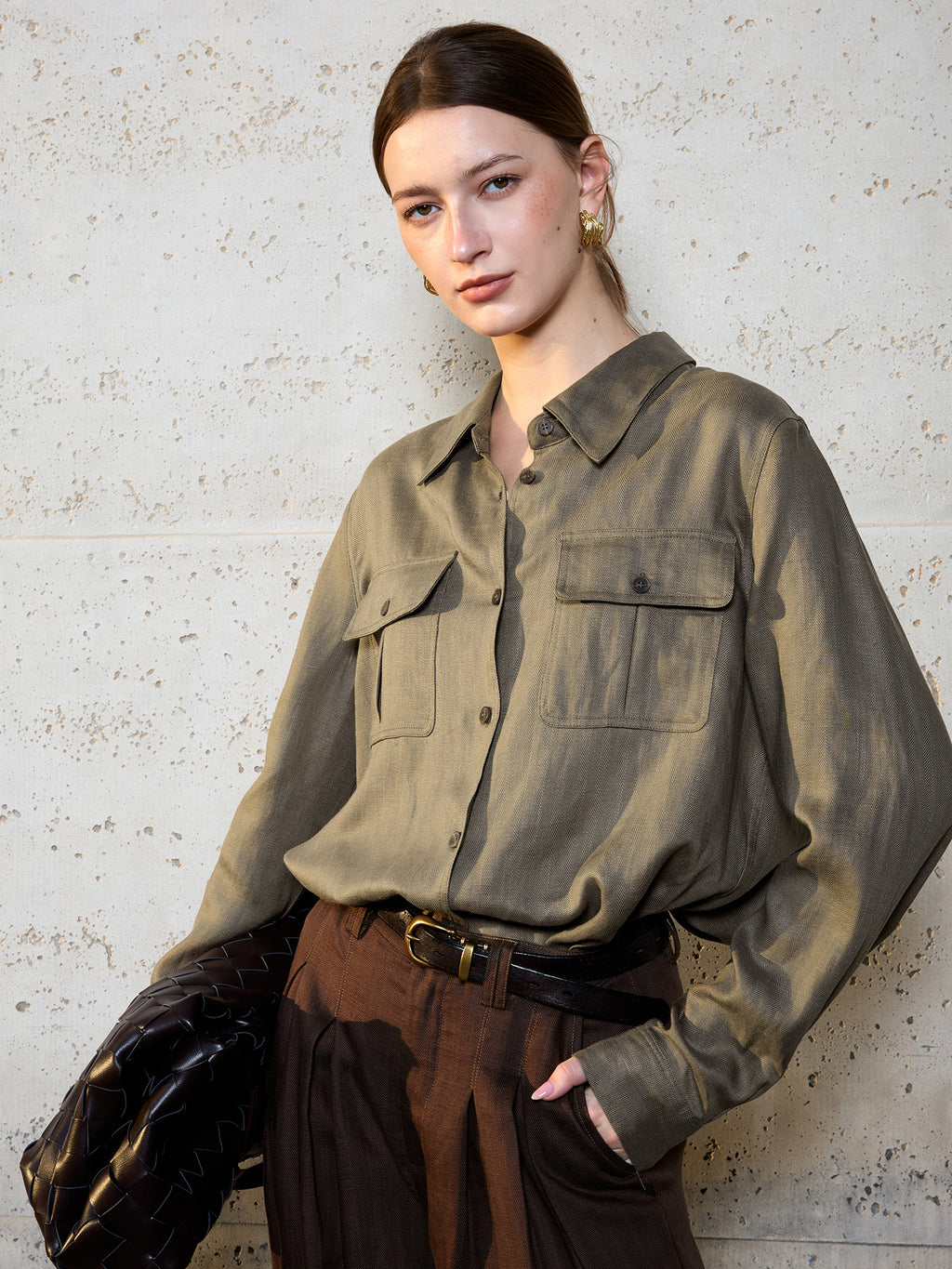 Women's Work Clothes Shirt Spring Polo Collar Old Money Cotton Blouse