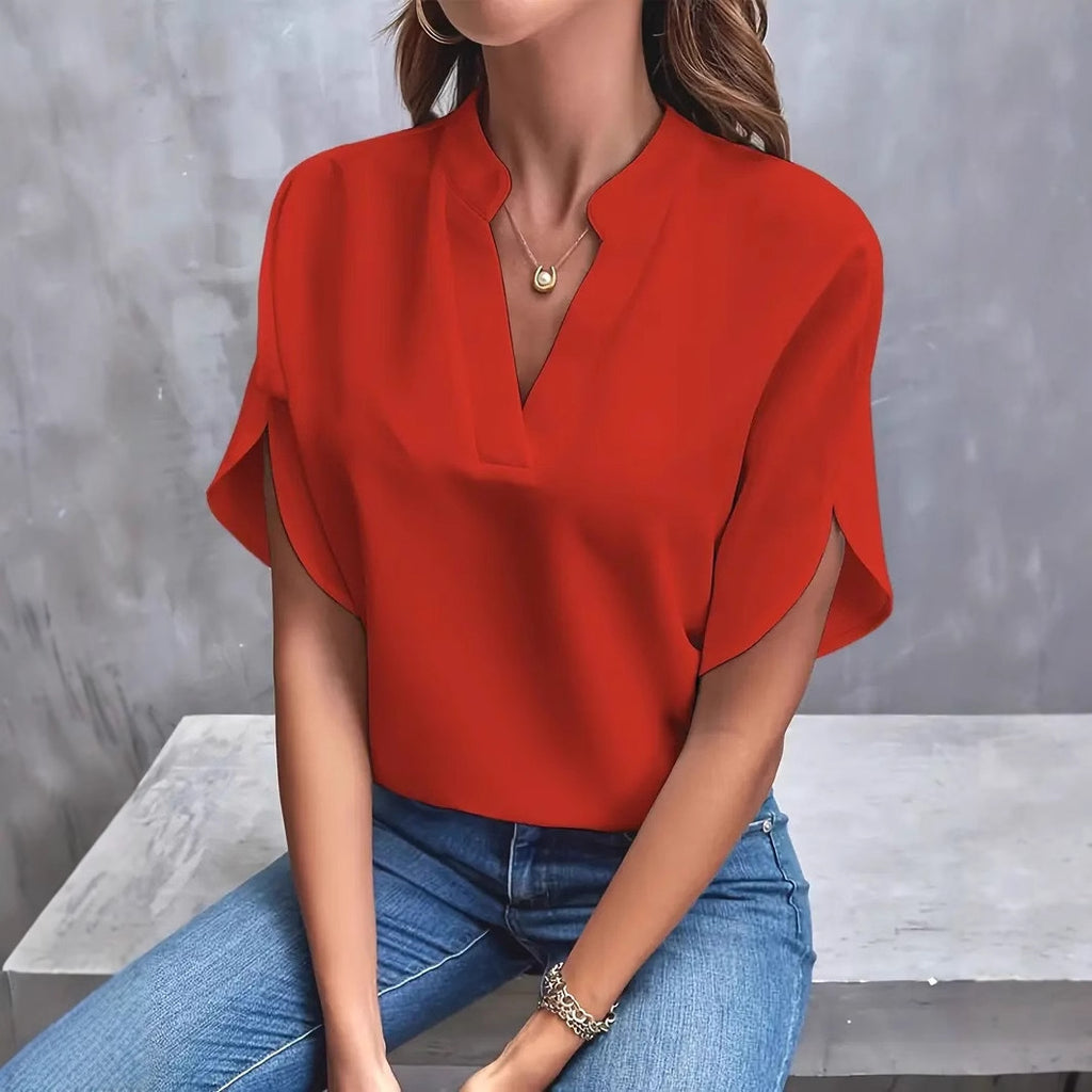 Women's Fashion Summer Casual Solid Color Loose Blouse