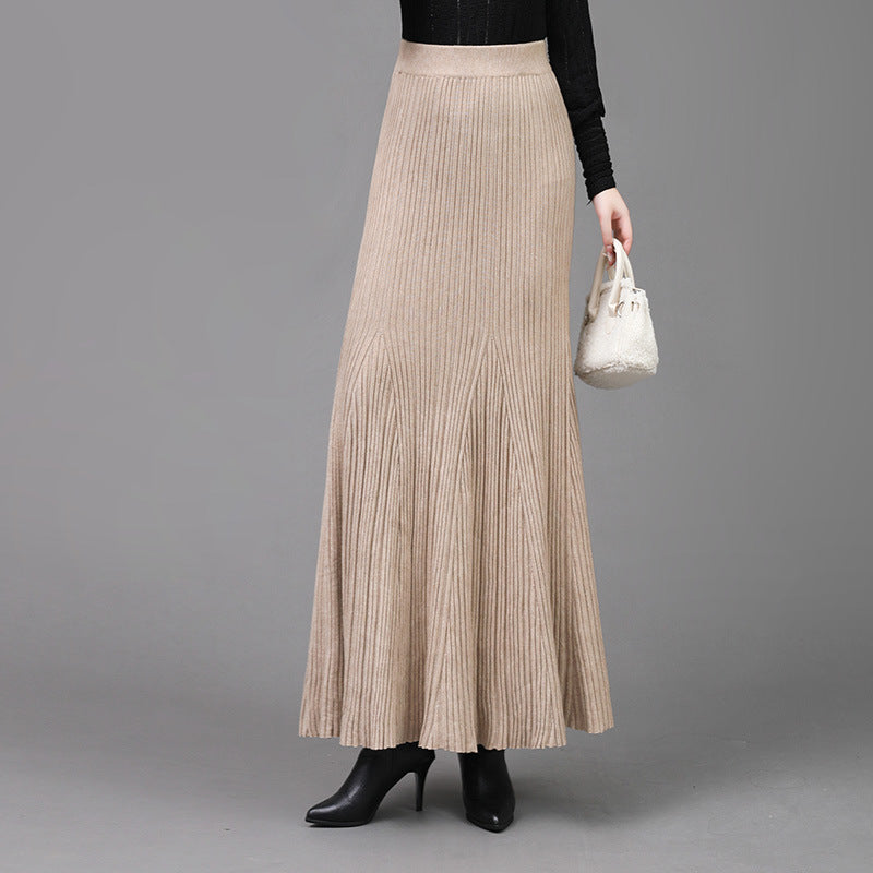 Women's Knitted Half-length Fishtail Mid-length High Waist Hip Skirts