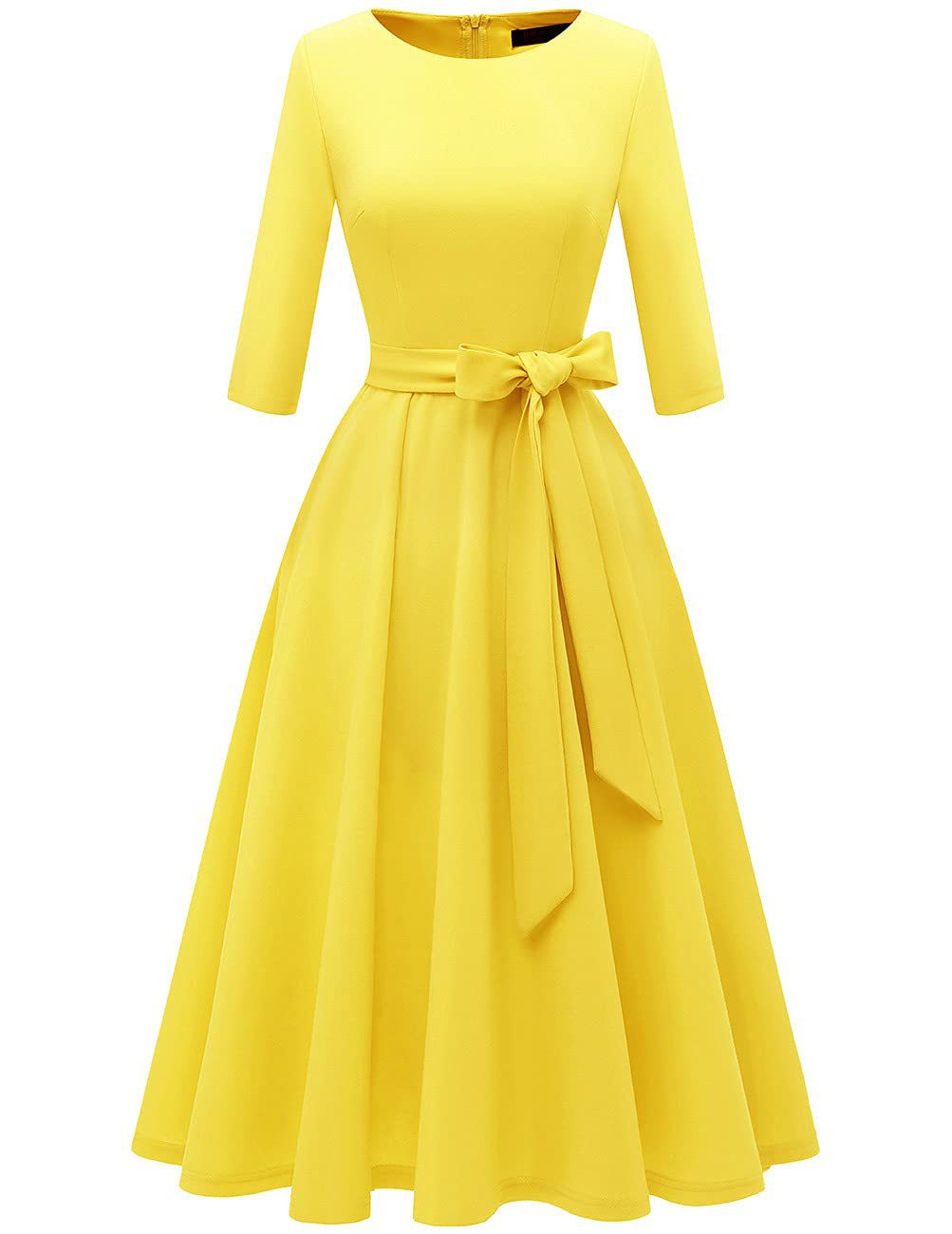 Women's Collar Three-quarter Sleeve Solid Color Temperament Leisure Large Swing Super Skirts