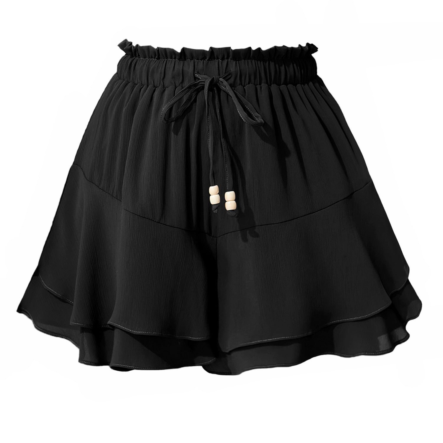 Ruffled Elastic Waist Drawstring Adjustable Sports Casual Skirt