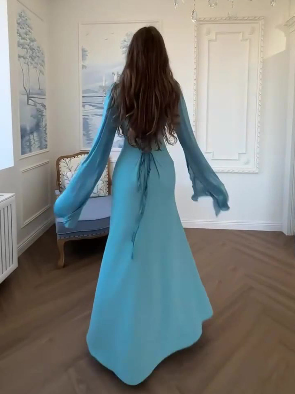 Women's Elegant Graceful Long Sleeve Soft Light Dress