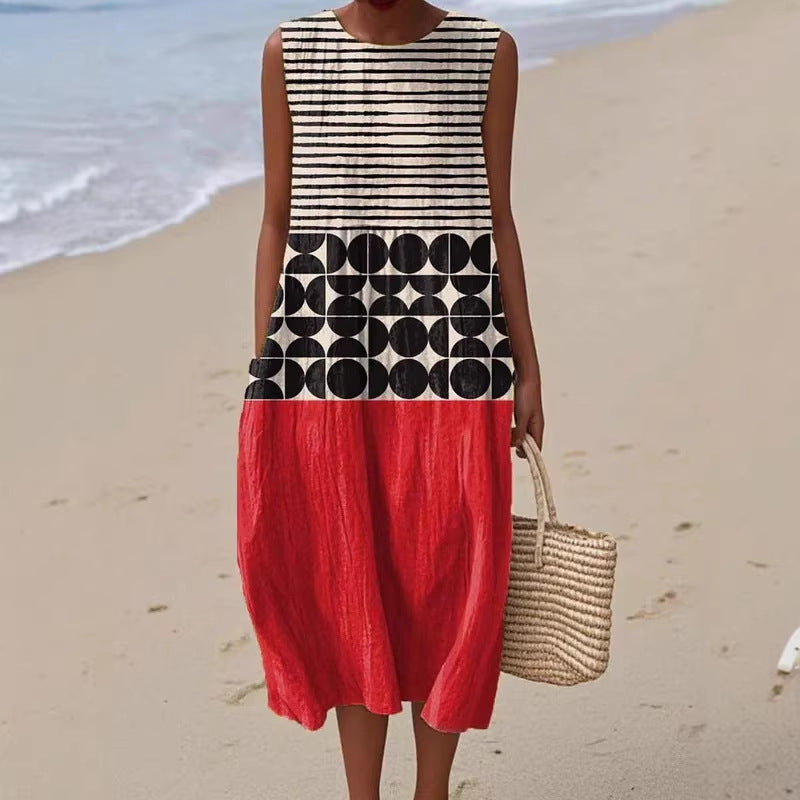 Sleeveless Pleated Large Version Loose-fitting Casual Dress