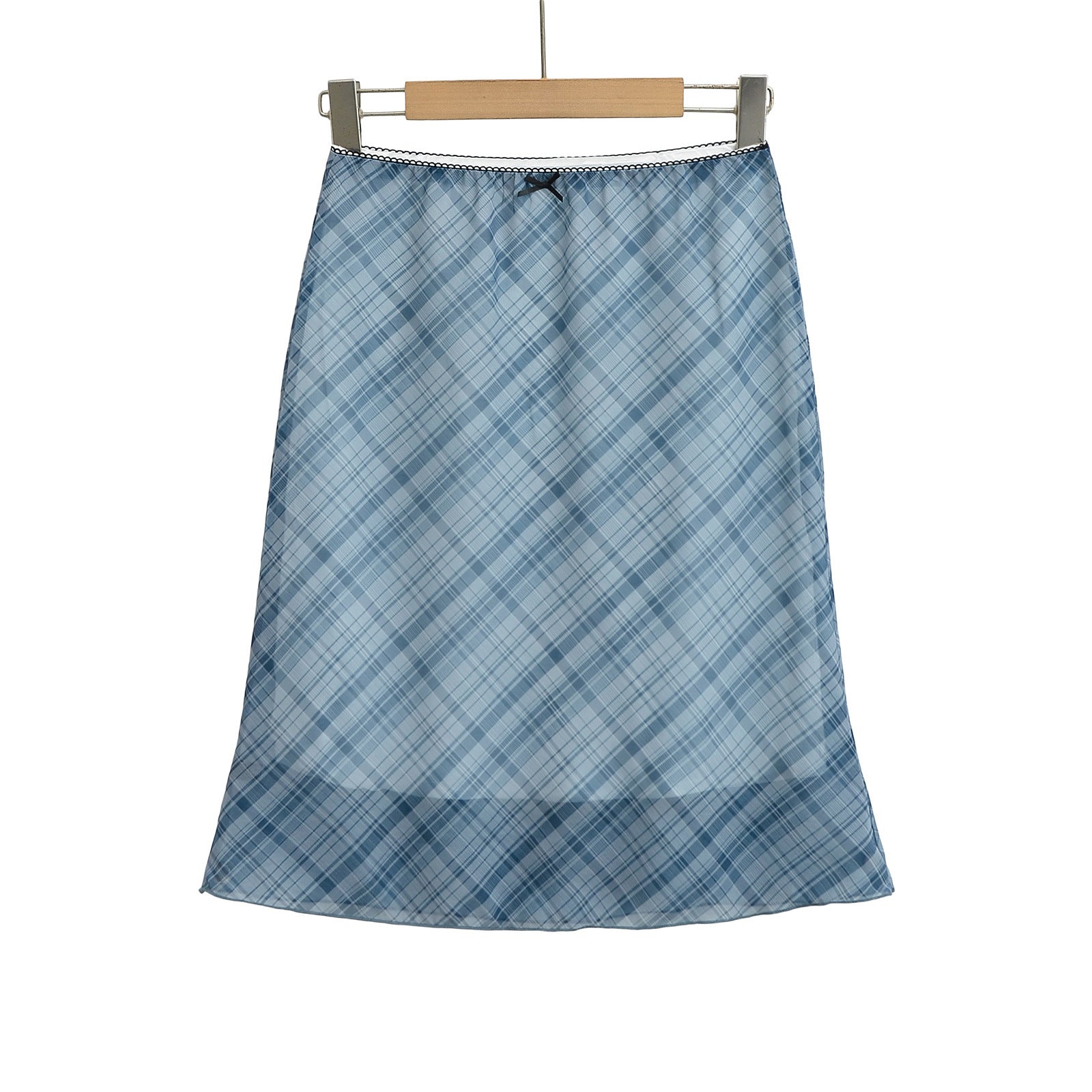 Early Spring Bow Decoration Check Hip Skirt