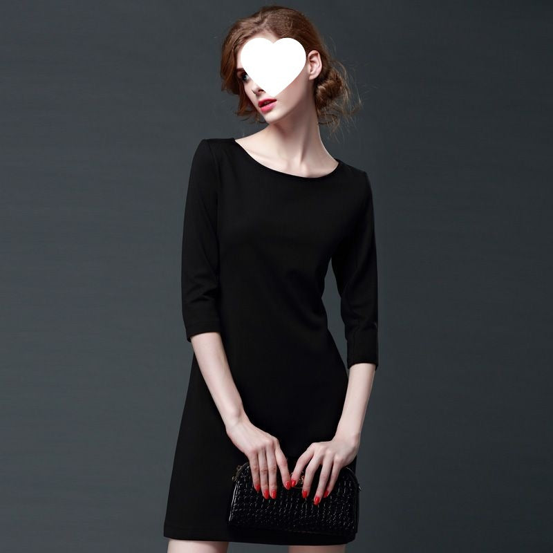Spring Straight Three-quarter Sleeve Fat Elegant Loose Slimming Mid-length Dress