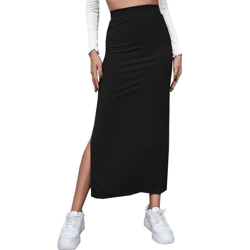 Women's Autumn Solid Color Hip Split Dress Skirt