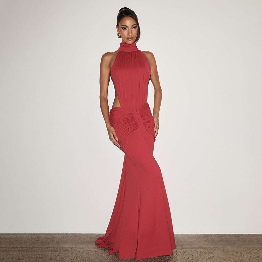 Women's Solid Color Elegant Sexy Slim Fit Backless Dress