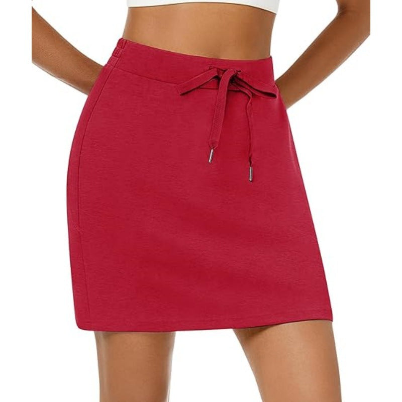 Women's Summer Golf Drawstring Sports Fitness Pocket Skirt