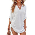 Drawstring Shirt Beach Head Bikini Swimsuit Vacation Blouses