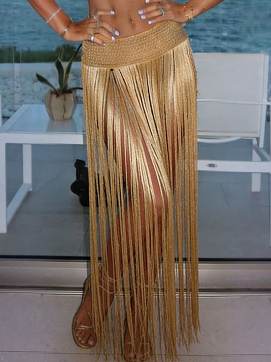 Women's Hand Crocheting Tassel Beach Dress Fashion Skirt