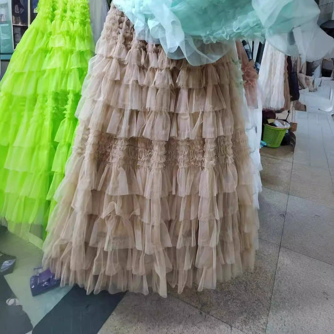 Elegant British A- Line Cake Dress Skirt