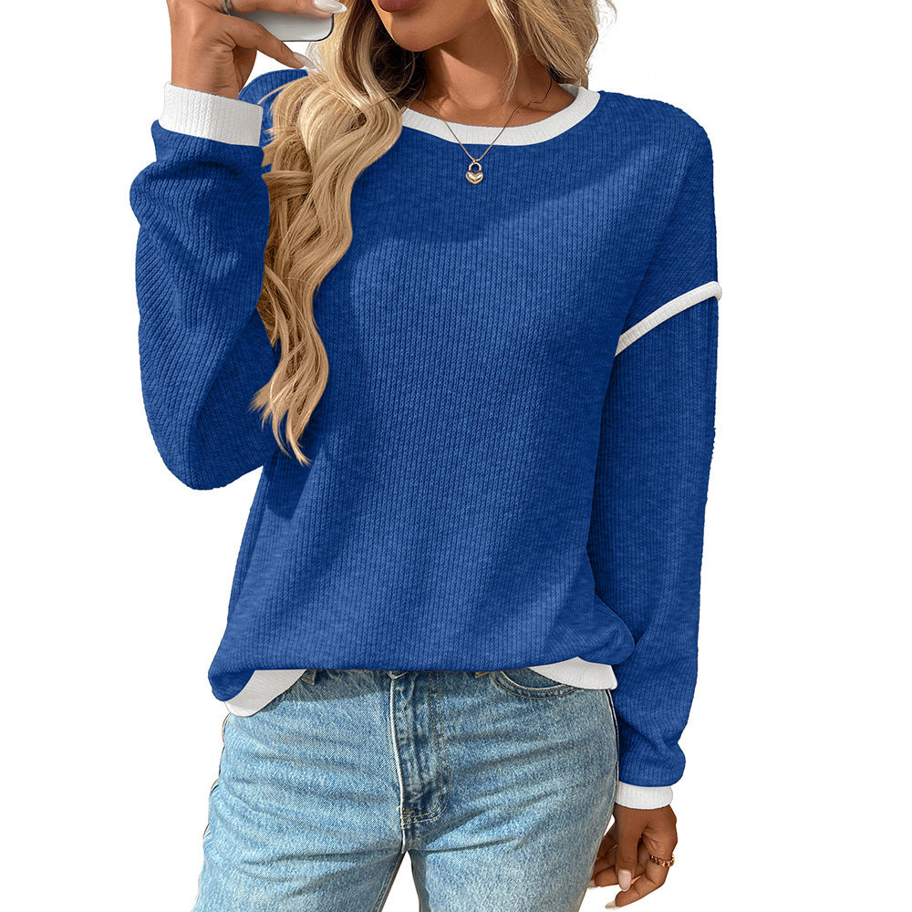 Women's Round Neck Imitation Long Sleeve Loose Women's T-shirt