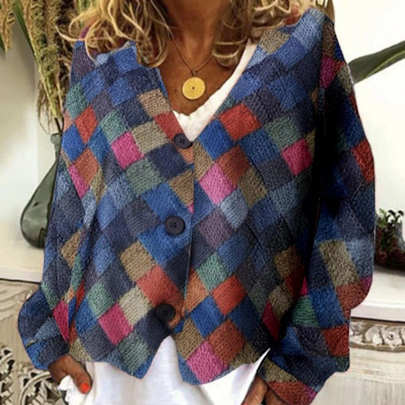 Cool Christmas Abstract Printing Casual Cloak Sweaters