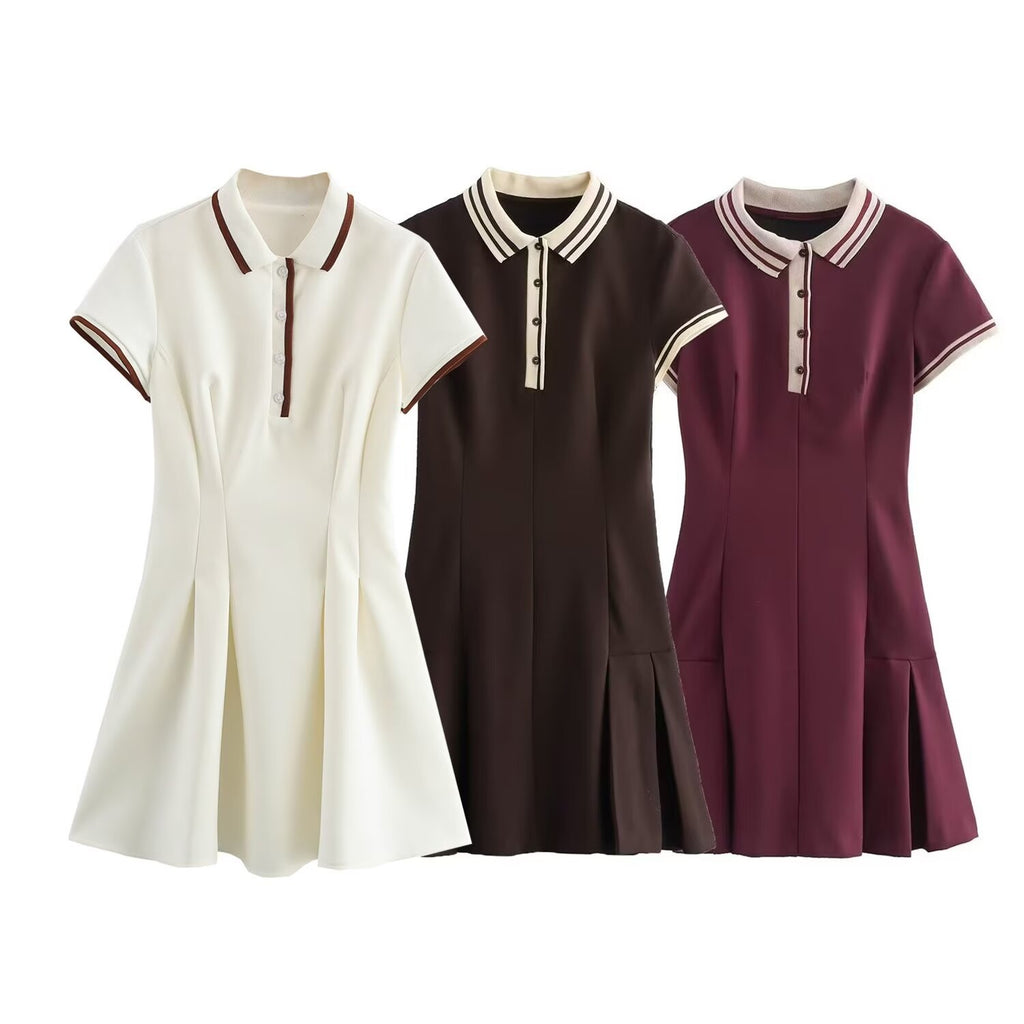 Women's Homemade Classic Fashion Color Contrast Thread Dress