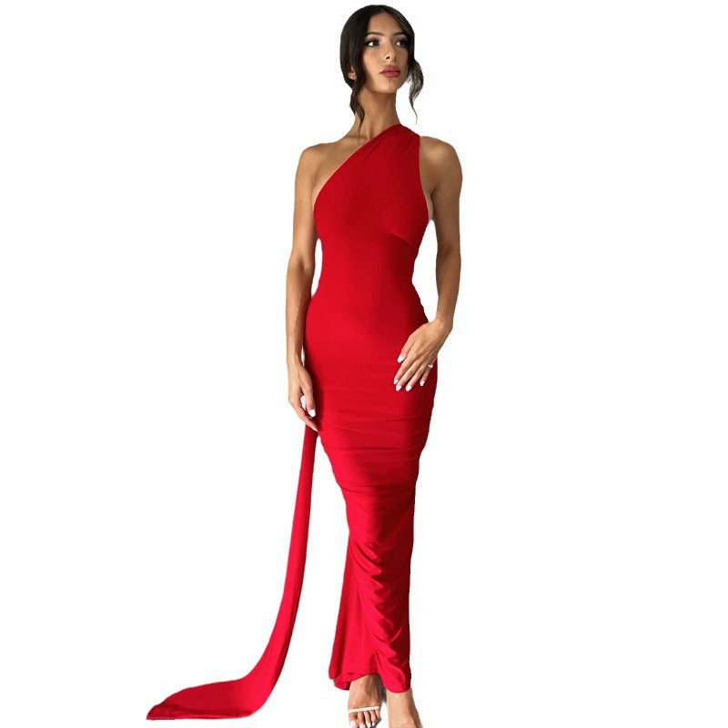 Women's Summer Sexy Backless Pleated Slim Sleeveless Elegant Dress