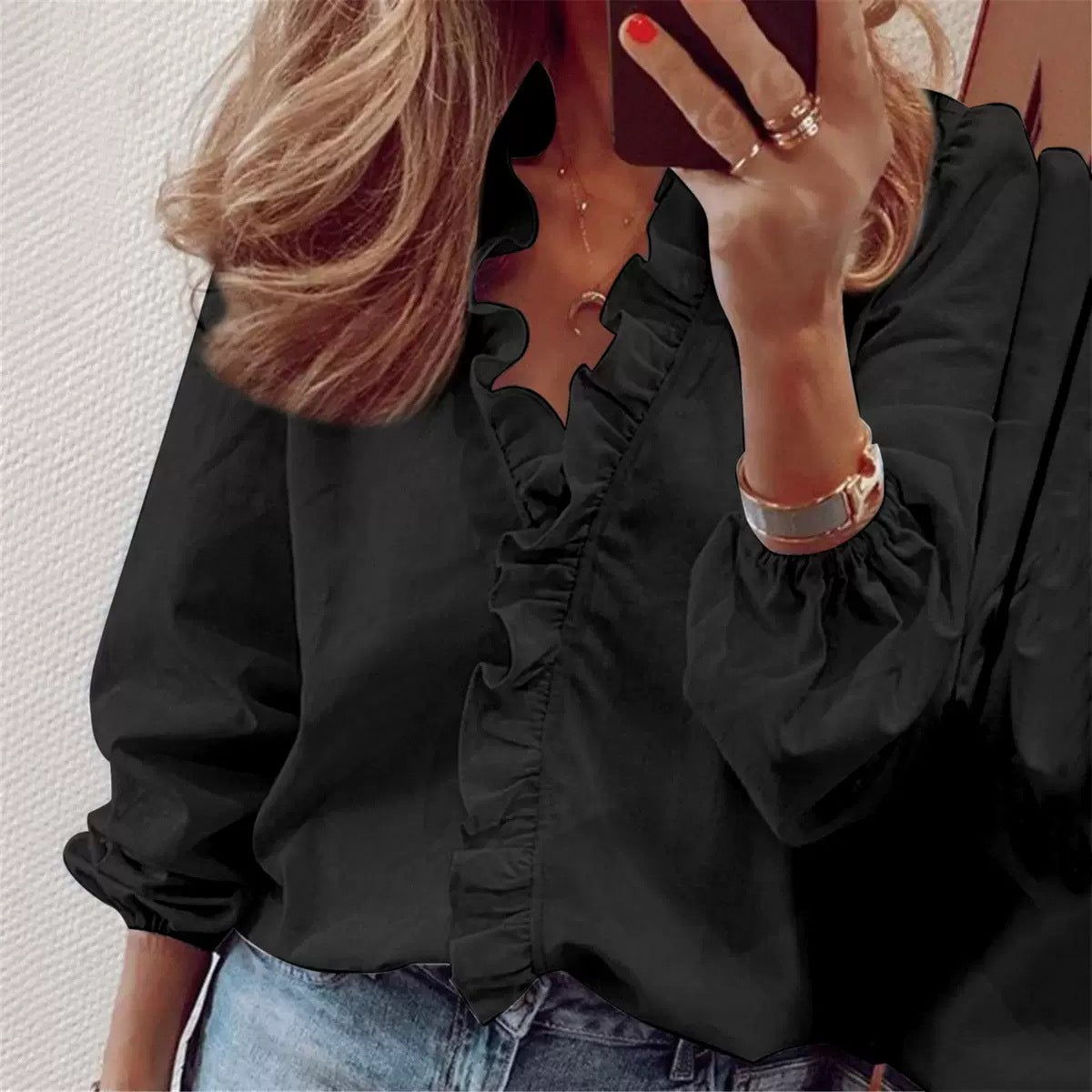 Stylish Unique Classic Women's Sleeve Ruffle Blouses