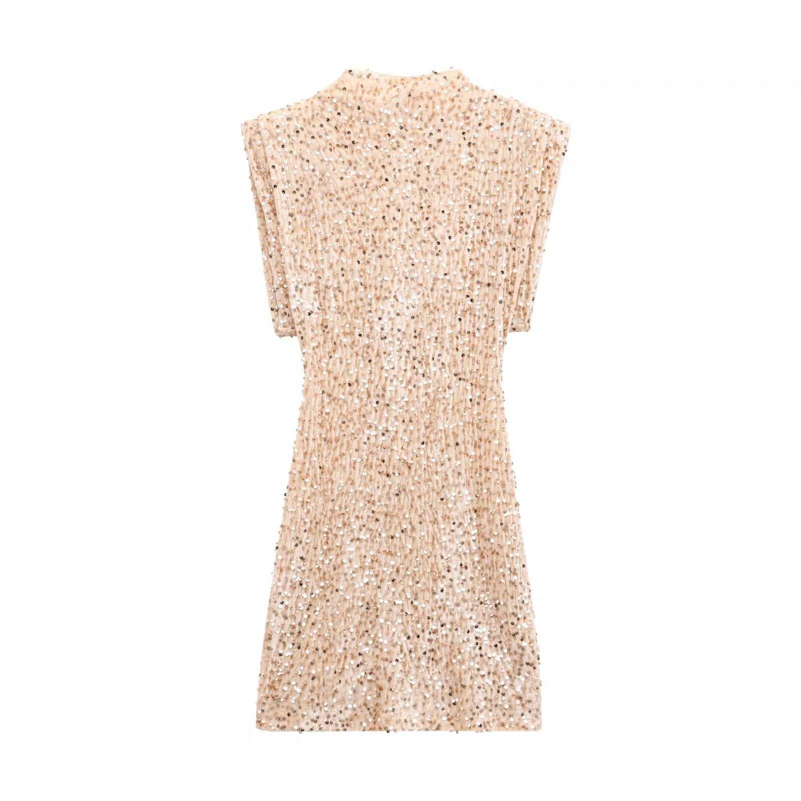 Winter Fashion French Strap Padded Shoulder Beads Dress