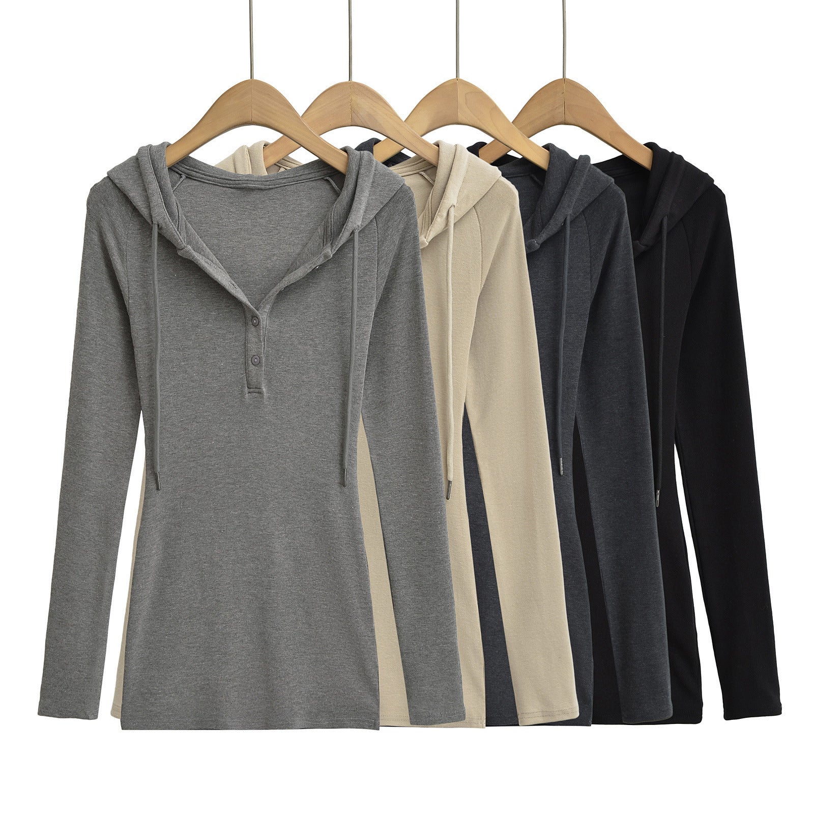 Women's Hoodie With Drawstrings Bottoming Long Waist Pleated High Women's T-shirt