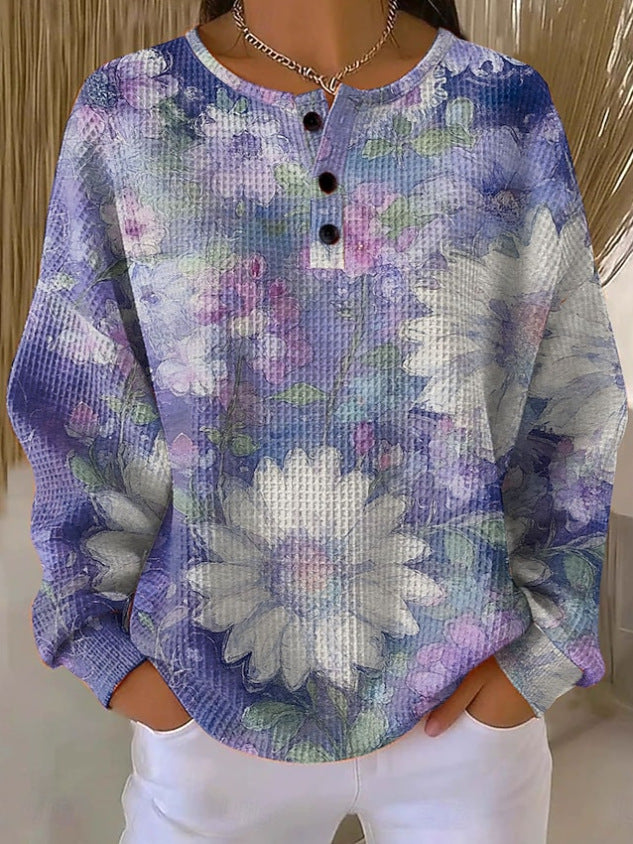 Women's Printing Colorful Flower Color Matching Floral Clothing