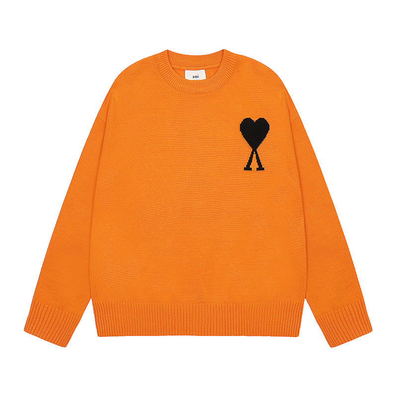 Round Neck Small Love Fashion Female Couple Loose Long Women's Sweater