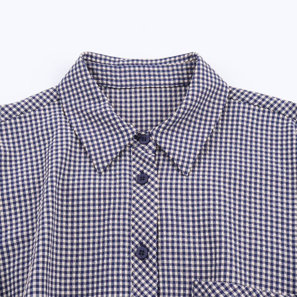 Women's Homemade Western Style Fashion Small Plaid Blouse