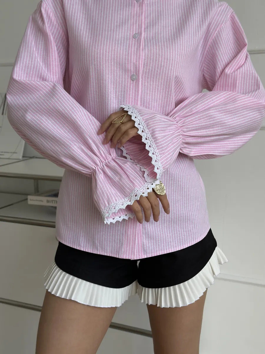 Versatile Design Slim Fit Shirt Plaid Long Blouses
