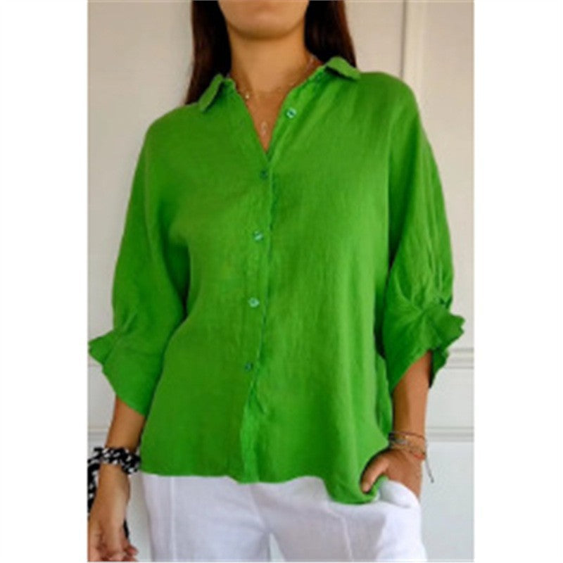 Spring Cotton Linen Back Design Shirt Blouse