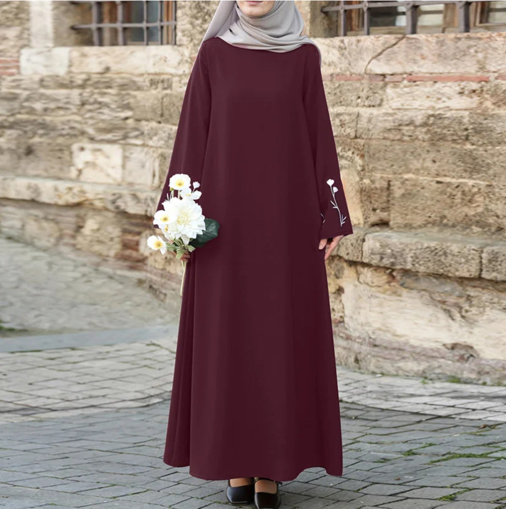 Attractive Robe Solid Color Embroidered Loose Plus Size