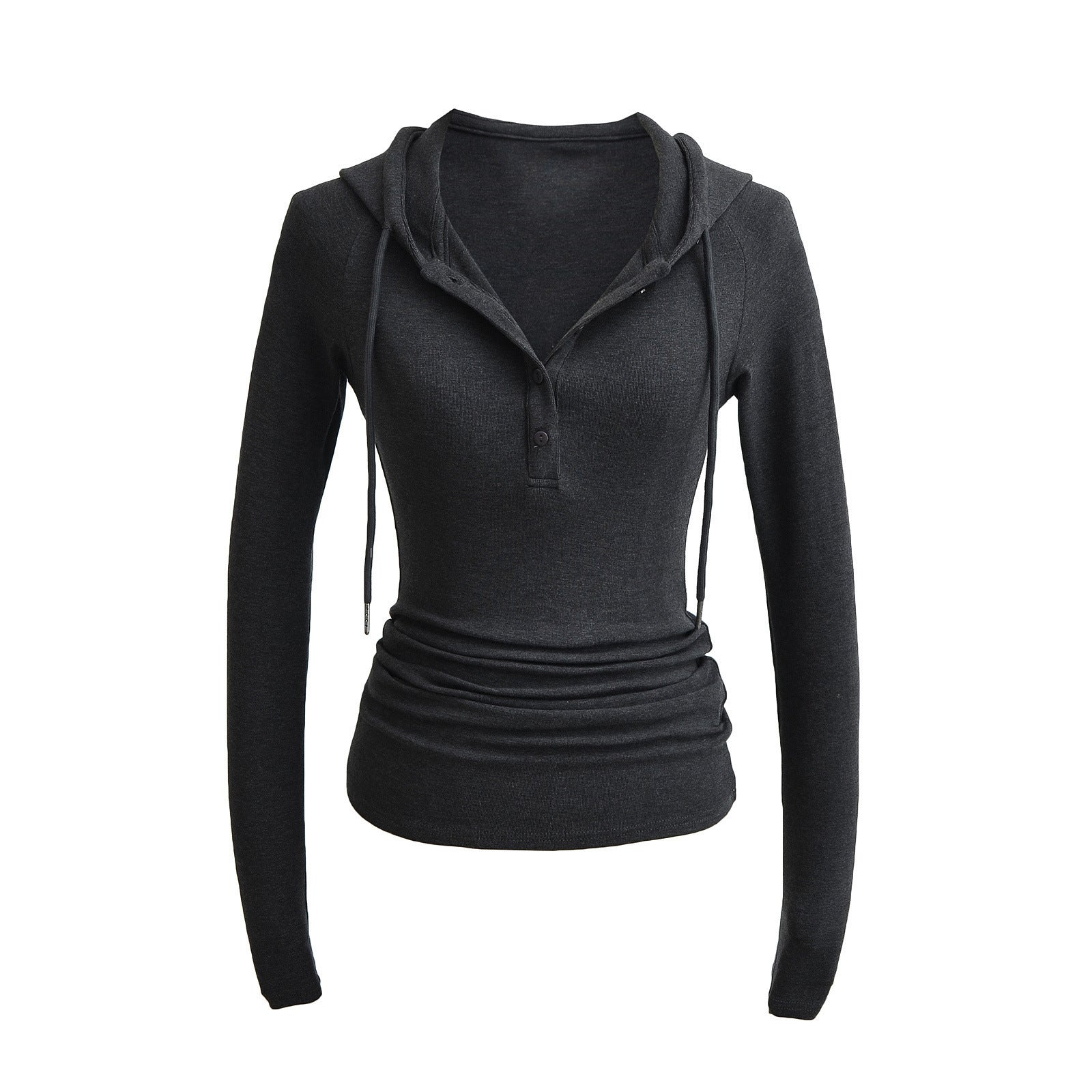 Women's Hoodie With Drawstrings Bottoming Long Waist Pleated High Women's T-shirt