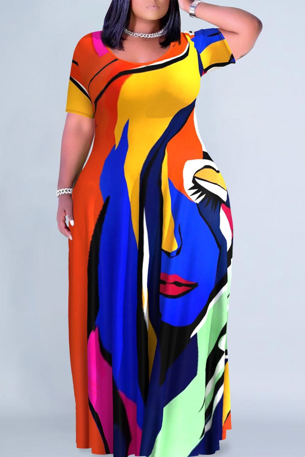 Women's Floral Print Round Neck Exotic Vacation Style Dress