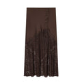 Elegant Women's Fashion Lace Silk Satin Skirt